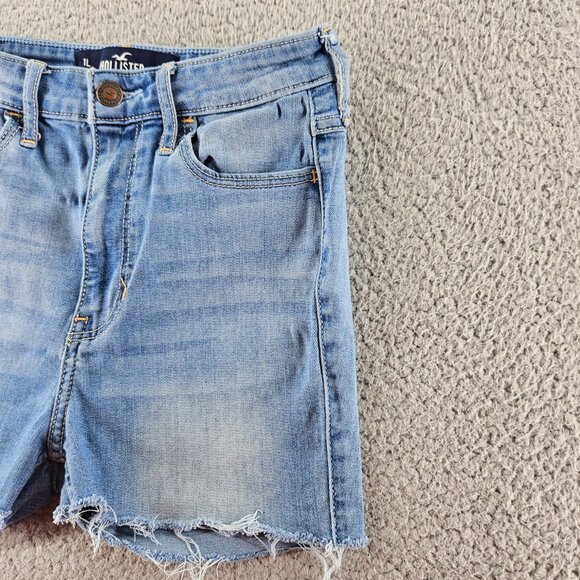 Hollister Shorts‎ Womens 25 Blue Ultra High Rise Distressed Cut Offs Frayed Hem - Picture 3 of 16